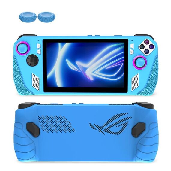 Per ASUS ROG Ally Console di gioco Custodia protettiva in silicone + Set di tappi per pulsanti Accessori da gioco tascabili (Blu)