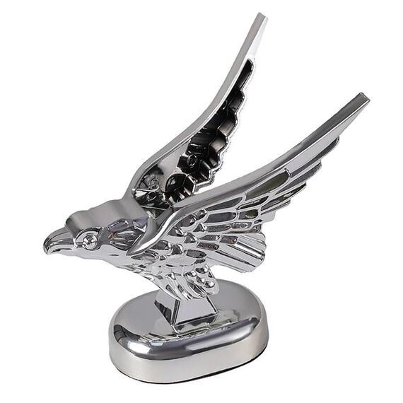 Decorazione del cofano dell'auto 3D Ali spiegate Modifica dell'aquila volante Emblema universale dell'auto (Argento)