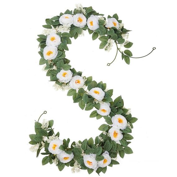 2 pezzi 2 m simulazione fiore in rattan decorazione del partito foresta composizione di nozze rosa artificiale in rattan (bianco)