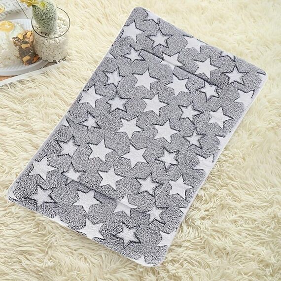 Cuscino per animali domestici addensato 79x60 cm Coperta per cani e gatti Letto per animali domestici (stelle bianche grigie)