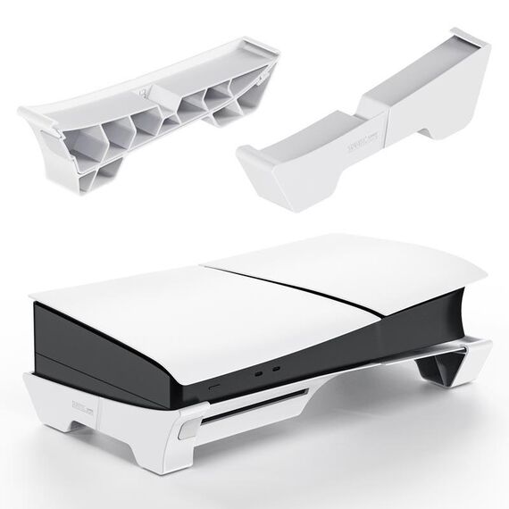 Per PS5 Slim STARTRC GAMES Base Supporto di posizionamento orizzontale Console di gioco Base di raffreddamento fissa orizzontale (bianco aggiornato digitale/disco universale)