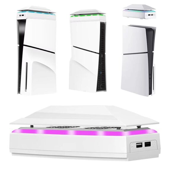 Per PS5 Slim Top antipolvere colorato ventola di raffreddamento 3 velocità regolabile (bianco)
