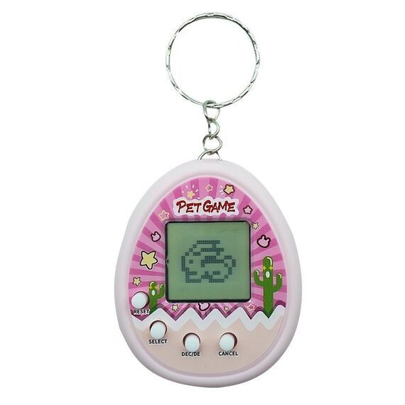 Giocattolo elettronico per animali domestici Feed Genie Nostalgic Virtual Cyber ​​Digital Game Portachiavi Giocattolo per bambini, Stile: Cactus (Rosa)