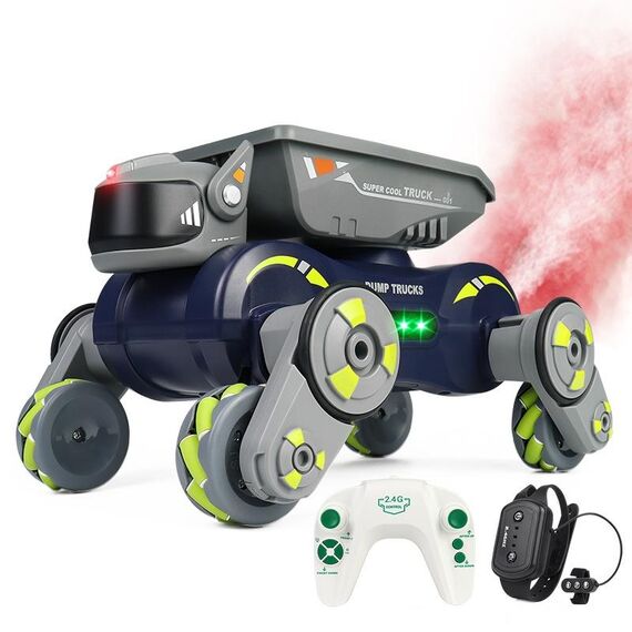 Robot acrobatico a otto ruote con sensore di gesti intelligenti RC per bambini, auto giocattolo con luci e musica, stile: verde, doppio RC