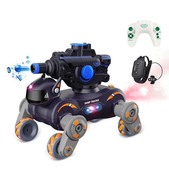 Robot acrobatico a otto ruote con sensore di gesti intelligente RC per bambini, auto giocattolo con luci e musica, stile: carro armato arancione doppio RC