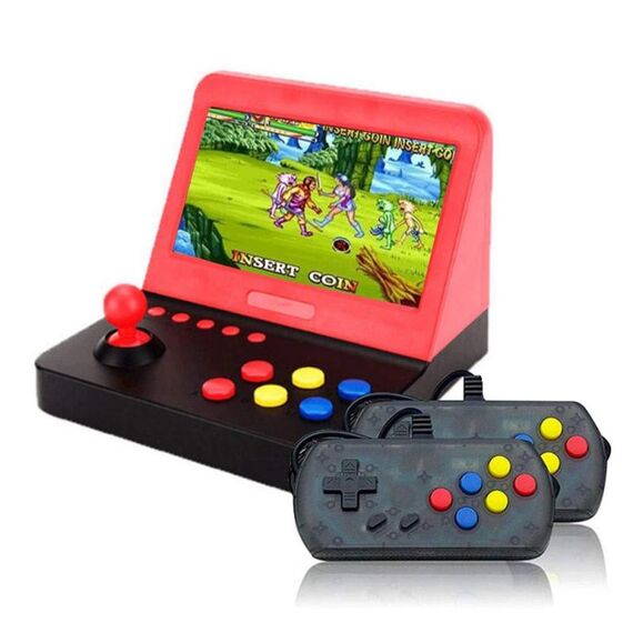 AMPOWN RETRO 7 pollici Grande Schermo Console Portatile Rocker Game Player Open Source Retro Arcade, Con Doppia Impugnatura (Nero Rosso)