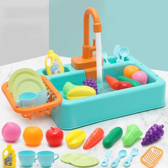 Giocattoli per lavastoviglie, puzzle per bambine, simulazione di cucina fuori dall'acqua, giocattoli da cucina per bambini (verde)