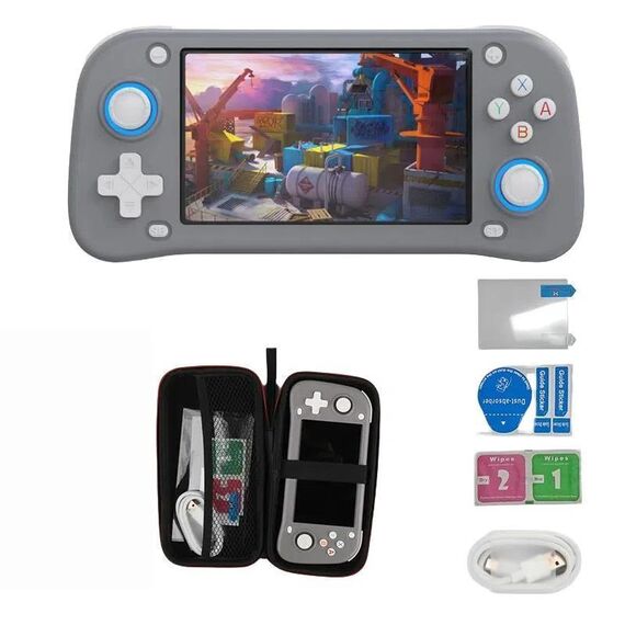 Console di gioco portatile retrò XF43, console di gioco open source con schermo grande da 4,3 pollici, lettore video da gioco, 128 GB (grigio)