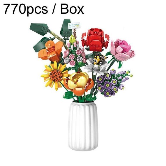 770 pezzi / scatola di blocchi da costruzione per bambini, bouquet di giocattoli puzzle, regalo per adulti, set di piccoli blocchi da costruzione a pellet