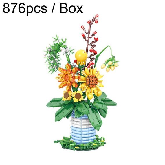 876 pezzi / scatola di blocchi da costruzione per bambini, bouquet, puzzle, giocattoli, regalo per adulti, set di piccoli blocchi da costruzione a pellet