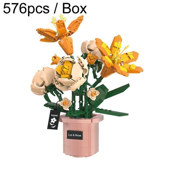 576 pezzi / scatola di blocchi da costruzione per bambini, bouquet di giocattoli puzzle, regalo per adulti, set di piccoli blocchi da costruzione a pellet