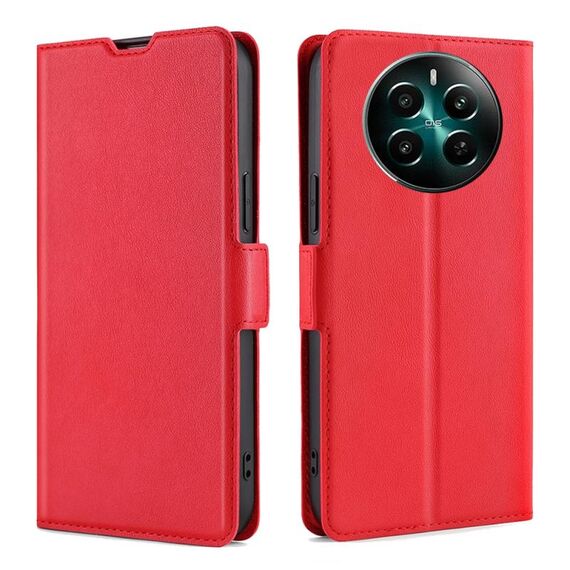 Custodia per telefono in pelle con vibrazione orizzontale ultrasottile con tensione laterale per Realme 12 Pro+ 5G (rosso)