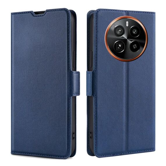Per Realme GT5 Pro 5G Custodia per telefono in pelle con chiusura orizzontale con tensione ultrasottile con fibbia laterale (blu)
