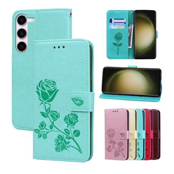 Custodia per telefono in pelle PU con vibrazione rosa goffrata per Samsung Galaxy S23+ 5G (verde)