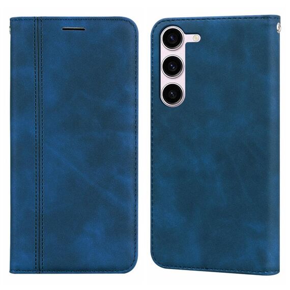 Custodia per telefono in PU con vibrazione orizzontale magnetica satinata per Samsung Galaxy S24+ (blu)
