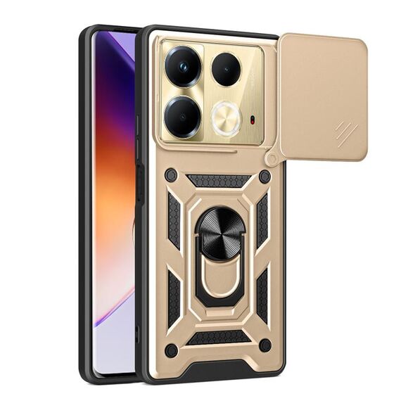 Per Infinix Note 40 4G Cover per fotocamera scorrevole Design TPU + Custodia per telefono PC (Oro)