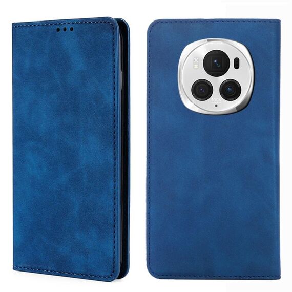 Custodia per telefono in pelle magnetica per Honor Magic6 Pro Skin Feel (blu)