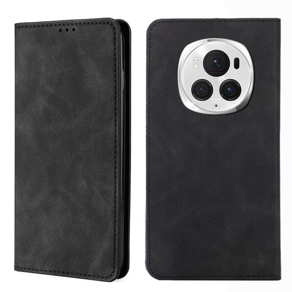 Custodia per telefono in pelle magnetica per Honor Magic6 Pro Skin Feel (nera)