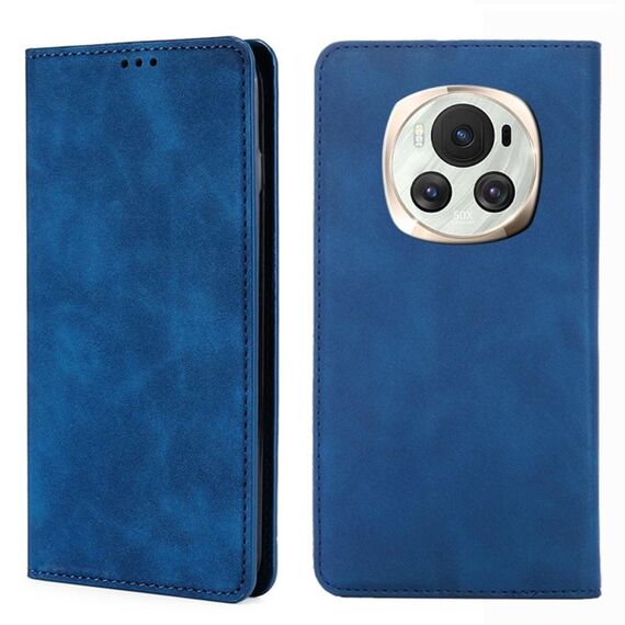 Custodia per telefono in pelle magnetica per Honor Magic6 Skin Feel (blu)