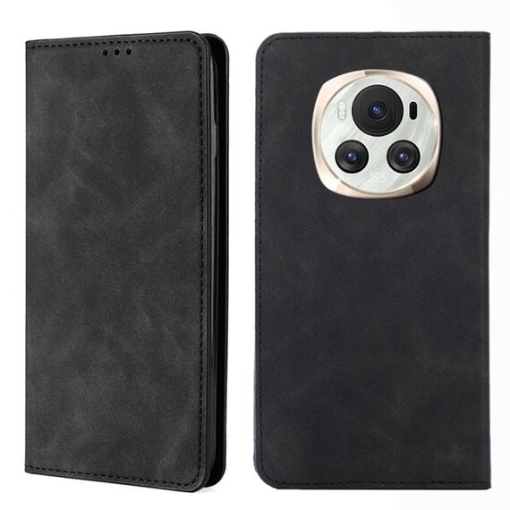 Custodia per telefono in pelle magnetica per Honor Magic6 Skin Feel (nera)
