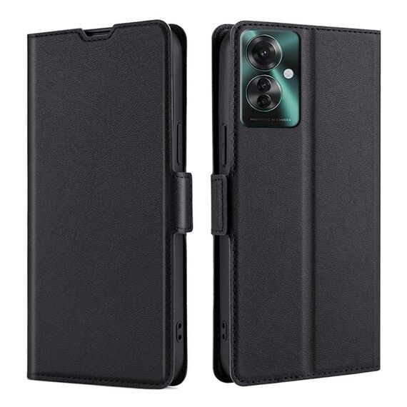 Per OPPO Reno11 F 5G Custodia per cellulare in pelle con chiusura orizzontale con tensione ultrasottile con fibbia laterale (nera)