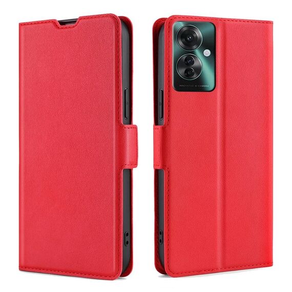 Per OPPO Reno11 F 5G Custodia per telefono in pelle con vibrazione orizzontale ultrasottile con fibbia laterale a tensione (Rosso)