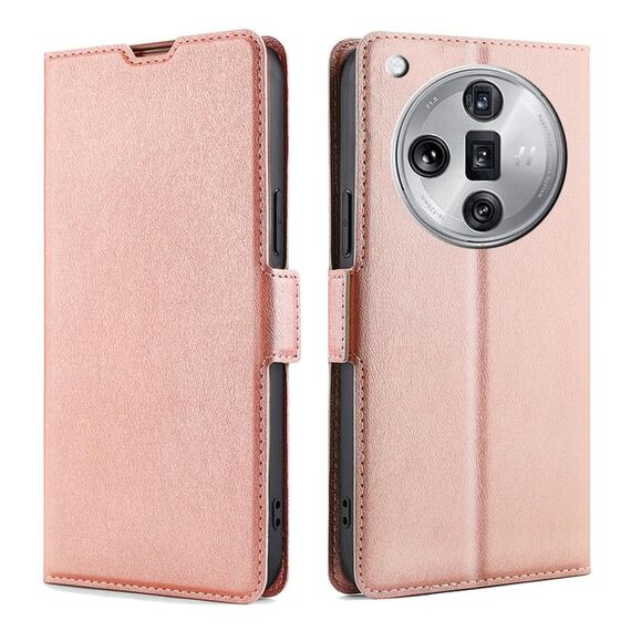 Per OPPO Find X7 Ultra 5G Custodia per cellulare in pelle con chiusura orizzontale con tensione ultrasottile con fibbia laterale (oro rosa)
