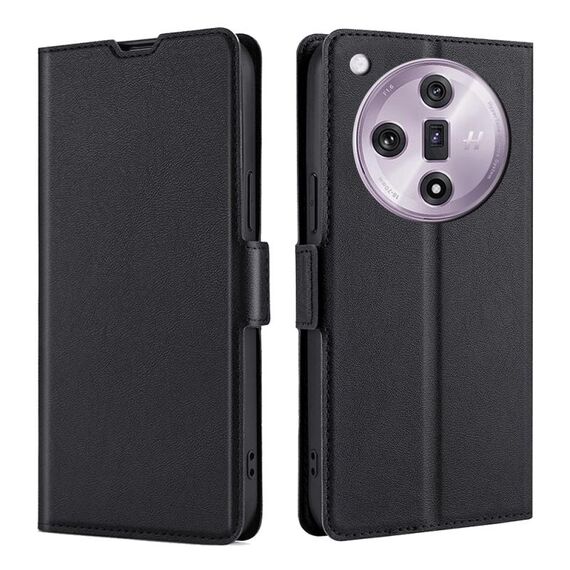 Per OPPO Find X7 5G Custodia per telefono in pelle con vibrazione orizzontale ultrasottile con fibbia laterale a tensione (Nero)