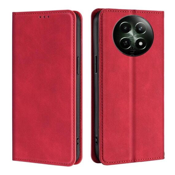 Custodia magnetica in pelle per Realme 12 5G Skin Feel (rossa)