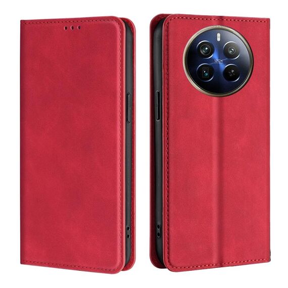 Custodia per telefono in pelle magnetica Skin Feel per Realme 12 Pro 5G (rossa)