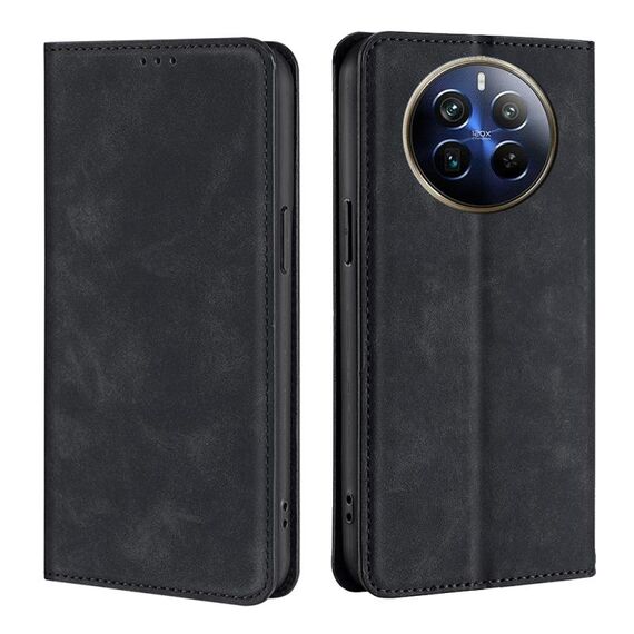 Custodia per telefono in pelle magnetica Skin Feel per Realme 12 Pro 5G (nera)