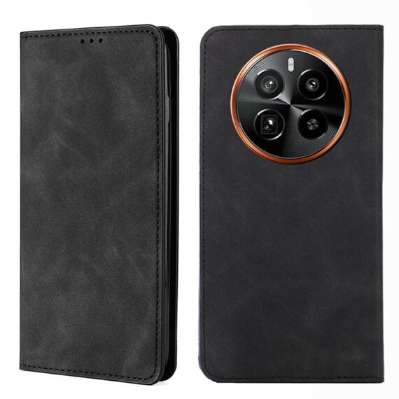 Custodia per telefono in pelle magnetica Skin Feel per Realme GT5 Pro 5G (nera)