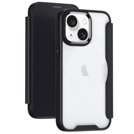 Per iPhone 14 Custodia per telefono in pelle flip con adsorbimento con blocco RFID (nera)