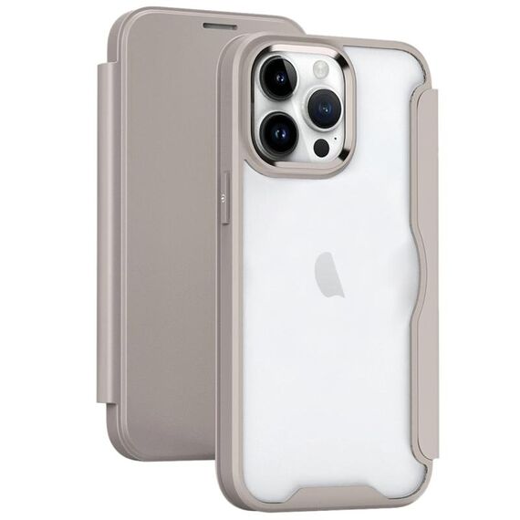 Custodia per cellulare in pelle flip con blocco RFID per iPhone 11 Pro Max (cachi)