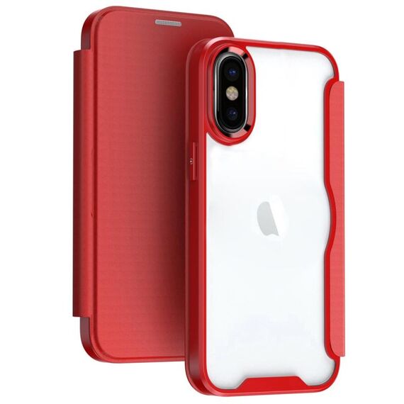 Per iPhone XS Max Custodia per telefono in pelle con vibrazione ad adsorbimento con blocco RFID (rossa)