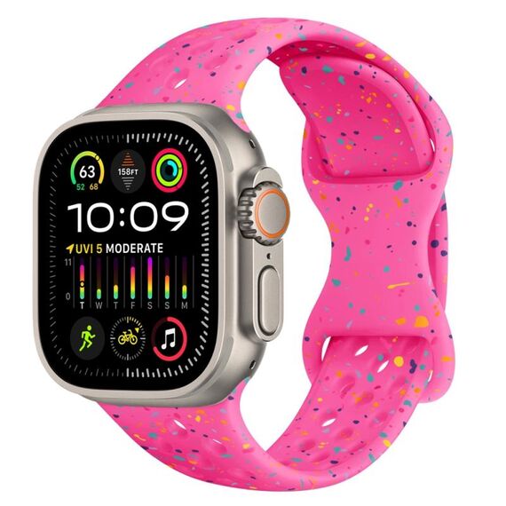Per Apple Watch Cinturino per orologio in silicone mimetico con fibbia a farfalla stile ultra foro da 49 mm (polvere Barbie)