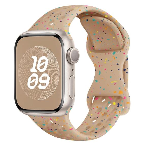 Per Apple Watch Series 8 Cinturino in silicone mimetico con fibbia a farfalla stile foro da 45 mm (tè al latte)