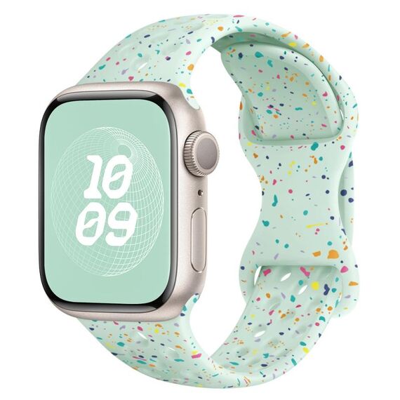 Per Apple Watch SE 2022 cinturino in silicone mimetico con fibbia a farfalla stile foro da 44 mm (menta chiara)