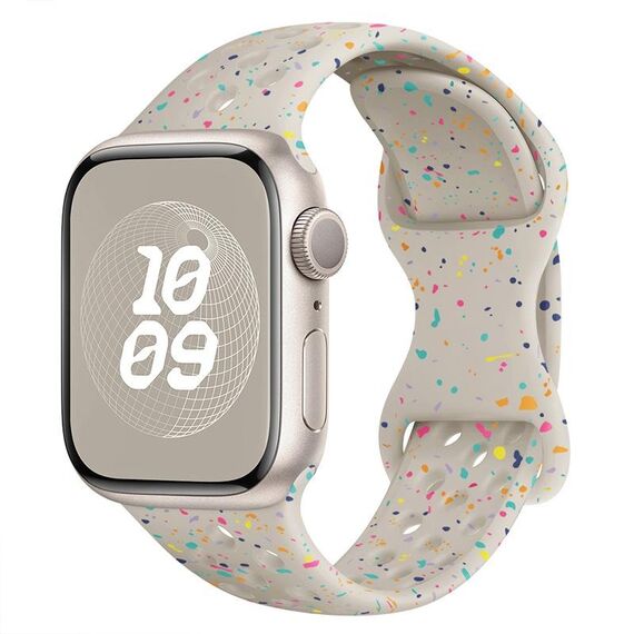 Per Apple Watch Series 7 Cinturino in silicone mimetico con fibbia a farfalla stile foro da 41 mm (colore Starlight)