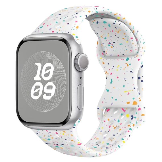 Per Apple Watch Series 7 Cinturino in silicone mimetico con fibbia a farfalla stile foro da 45 mm (bianco)