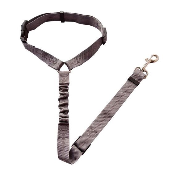 Guinzaglio da traino imbottito elastico in corda per cintura di sicurezza per veicolo per cani, larghezza: 2,5 cm (grigio)