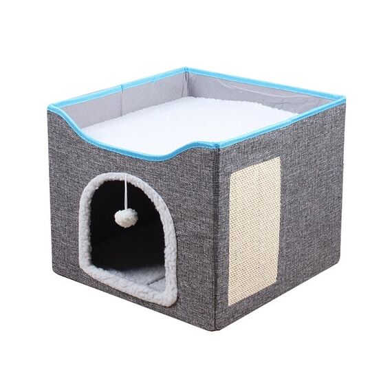 Tiragraffi per gatti multifunzionale in sisal, letto pieghevole per animali domestici (grigio scuro)