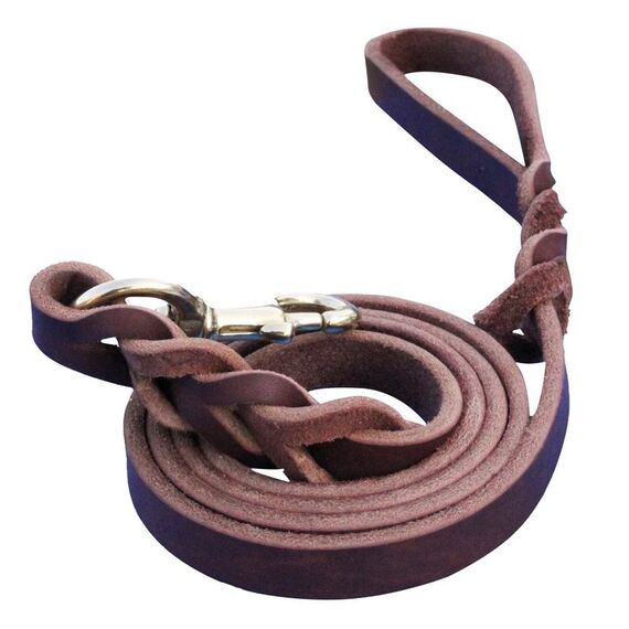 Guinzaglio da traino per cani in pelle bovina da 1,2 x 120 cm (gancio in ferro)