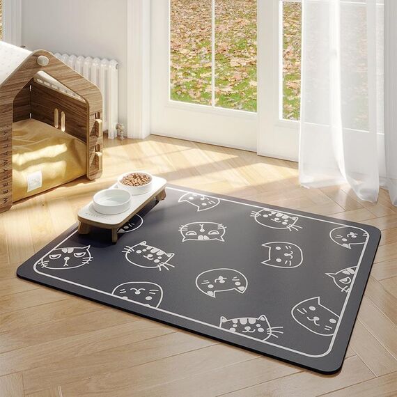 Tappetino per animali domestici, antistrappo e morso, assorbente, per dormire, antiscivolo, per cani, stile: Cats Paradise, grigio intenso (35x50 cm)