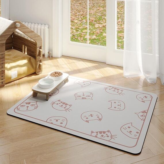 Tappetino per animali domestici, antistrappo e morso, assorbente, per dormire, antiscivolo, per cani, stile: Cats Paradise, grigio chiaro (35x50 cm)