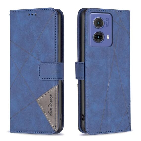 Per Motorola Moto G85 Custodia in pelle con fibbia magnetica con texture romboidale (blu)