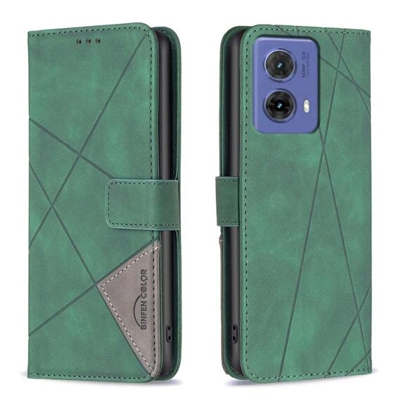 Per Motorola Moto G85 Custodia per telefono in pelle con fibbia magnetica con texture romboidale (verde)