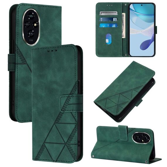 Custodia a tracolla in pelle con stampa 3D per Honor 200 Pro (verde scuro)