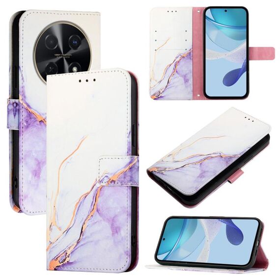 Per Huawei nova 12i 4G Global PT003 Custodia in pelle con motivo marmorizzato (LS006 Bianco Viola)