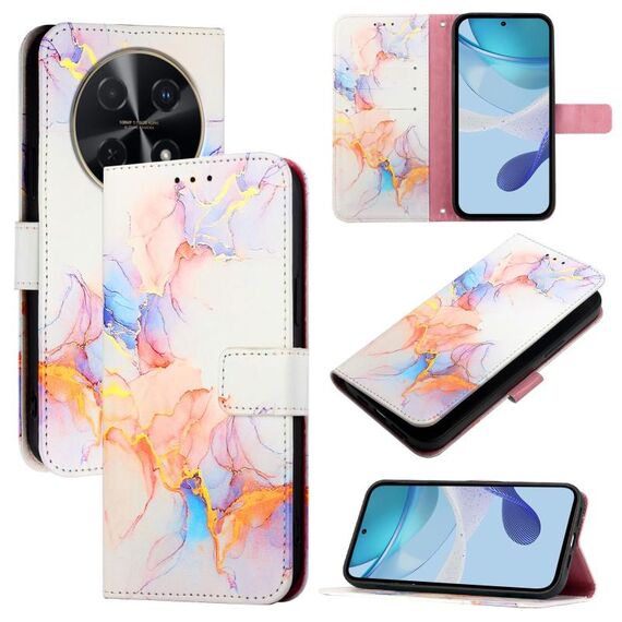 Per Huawei nova 12i 4G Global PT003 Custodia in pelle con motivo marmo (LS004 Marmo Bianco)